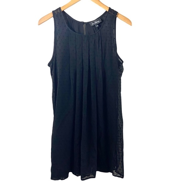 Sam Edelman Black Sheer Swiss Dots Swing Dress Sleeveless Sz S - Picture 1 of 9